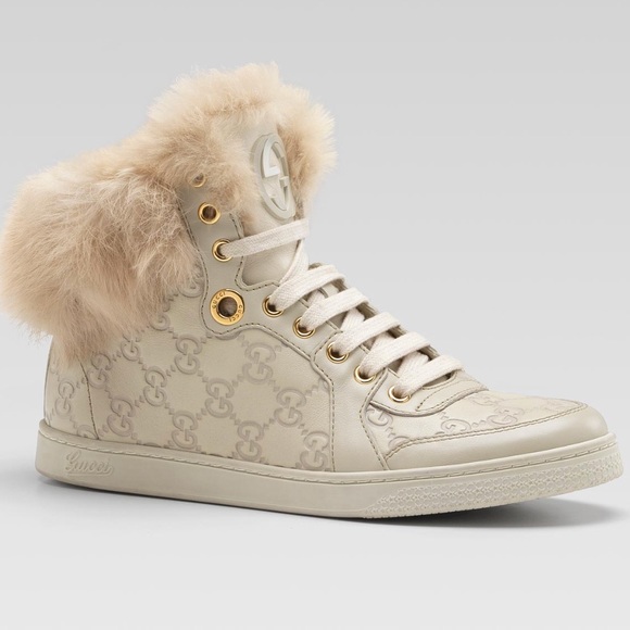 Gucci Shoes - Authentic  Gucci coda fur trim hi top interlock g